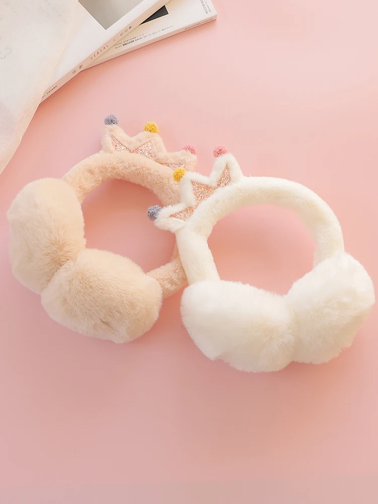 Cute children's earmuffs winter ear warmers plus velvet foldable thickened girls ear protection kids ear covers