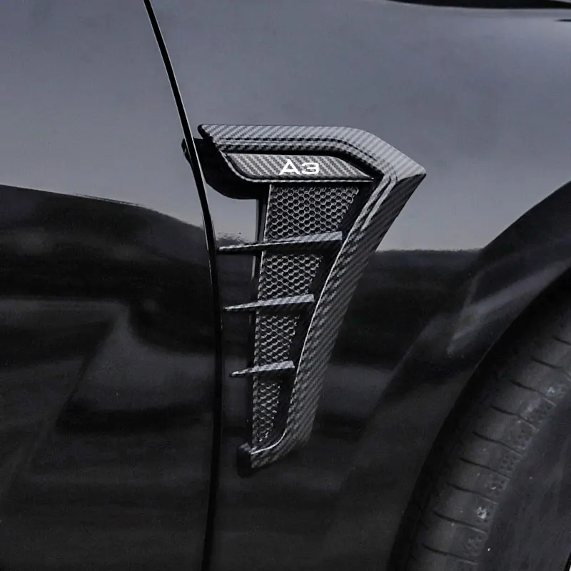 For audi A3 8V A3 8P car Accessories Carbon Black Car Fender Side Vents Air Flow Intake Hole Grille Sticker Cover