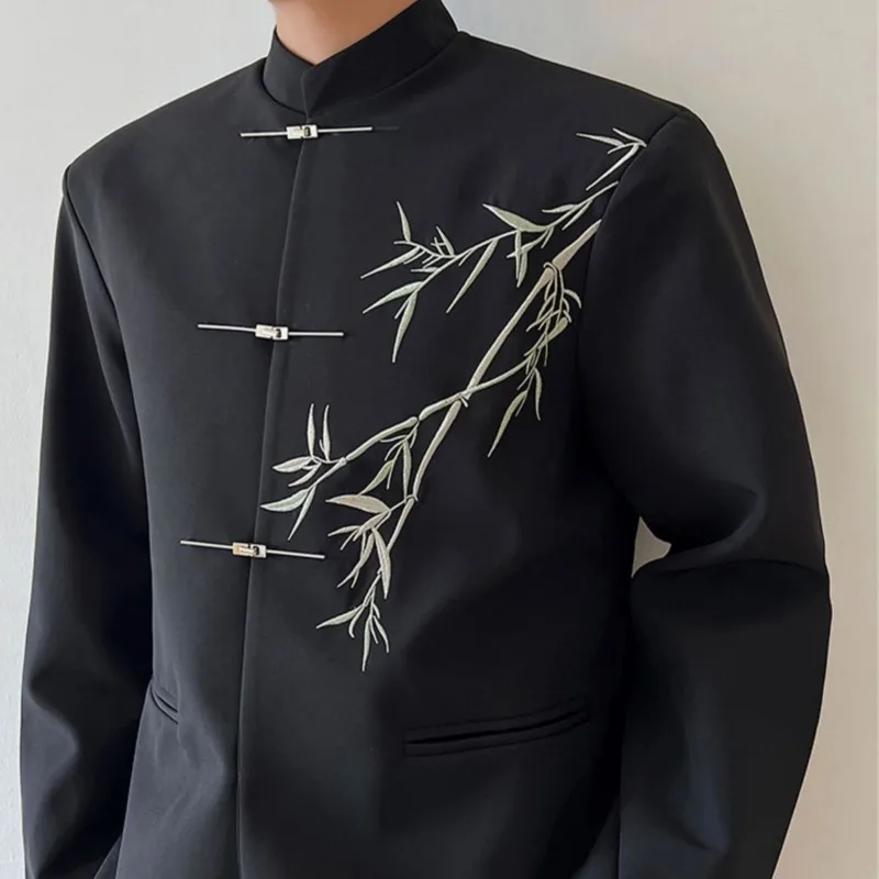 Blazers Men Casual Stand Collar Fashion Design Chinese Style Special All-match Cozy Temperament Streetwear Charming Students New image 2