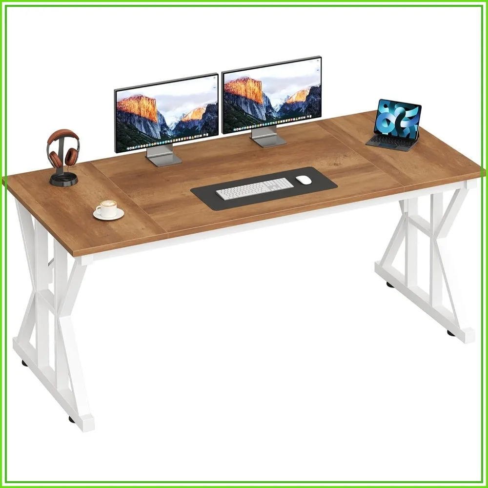 55 Inch Large Computer Desk with Thickened Frame for Home Office, Living Room