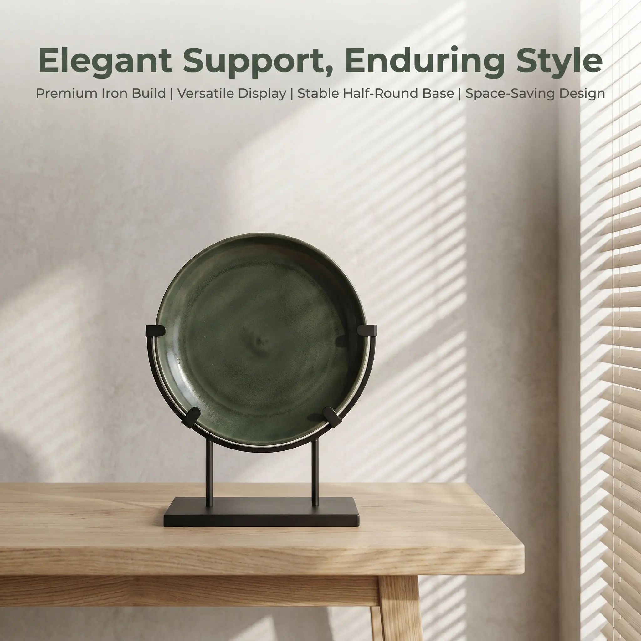 10 Inch Round Iron Display Stand Compact Metal Photo Frame Holder Stand for Tabletop Decor Ornaments Posters Stable Desk Display