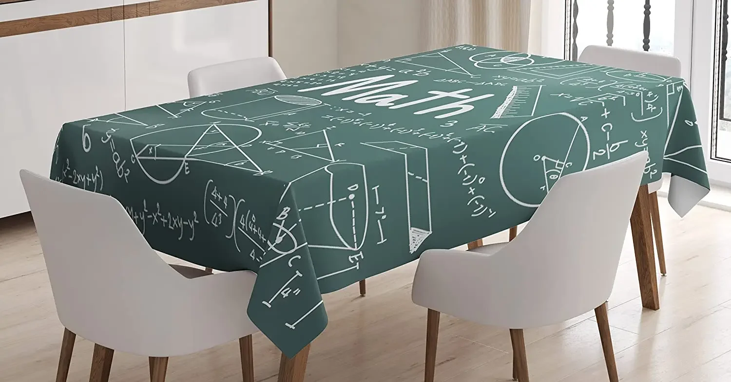 Unique Mathematics Classroom Tablecloth School Board Full Formulas Shapes Theory Math Lesson Word Custom Table Cover