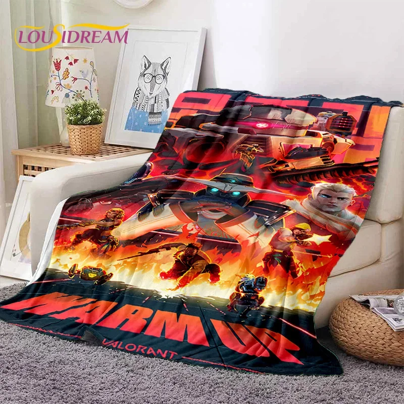 3D Newest VALORANT Cartoon Game Soft Flannel Blankets,Throw Blanket Comfortable Blanket for Picnic Beds Sofa Home Bedroom Gifts
