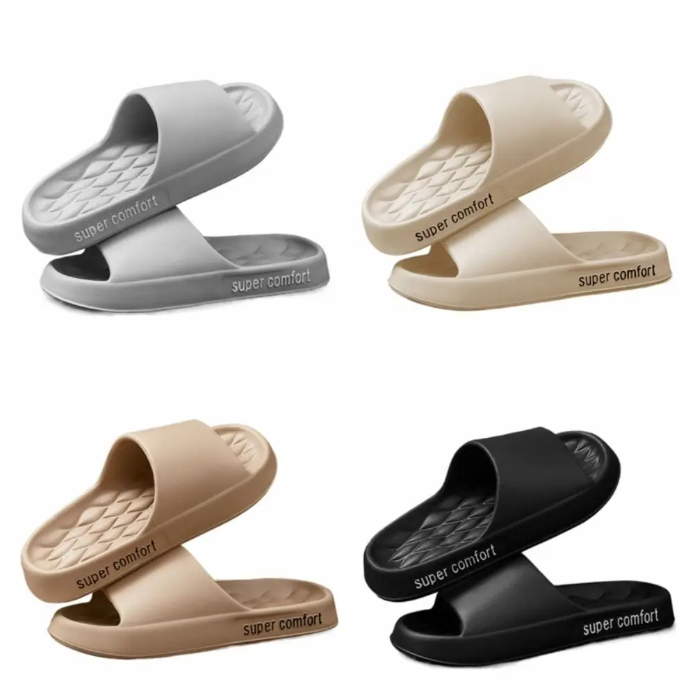 Solid Color Thick Platform Slippers Non-slip Soft Sole Beach Slippers Women Simple Home Shoes EVA Slippers Men Bathroom