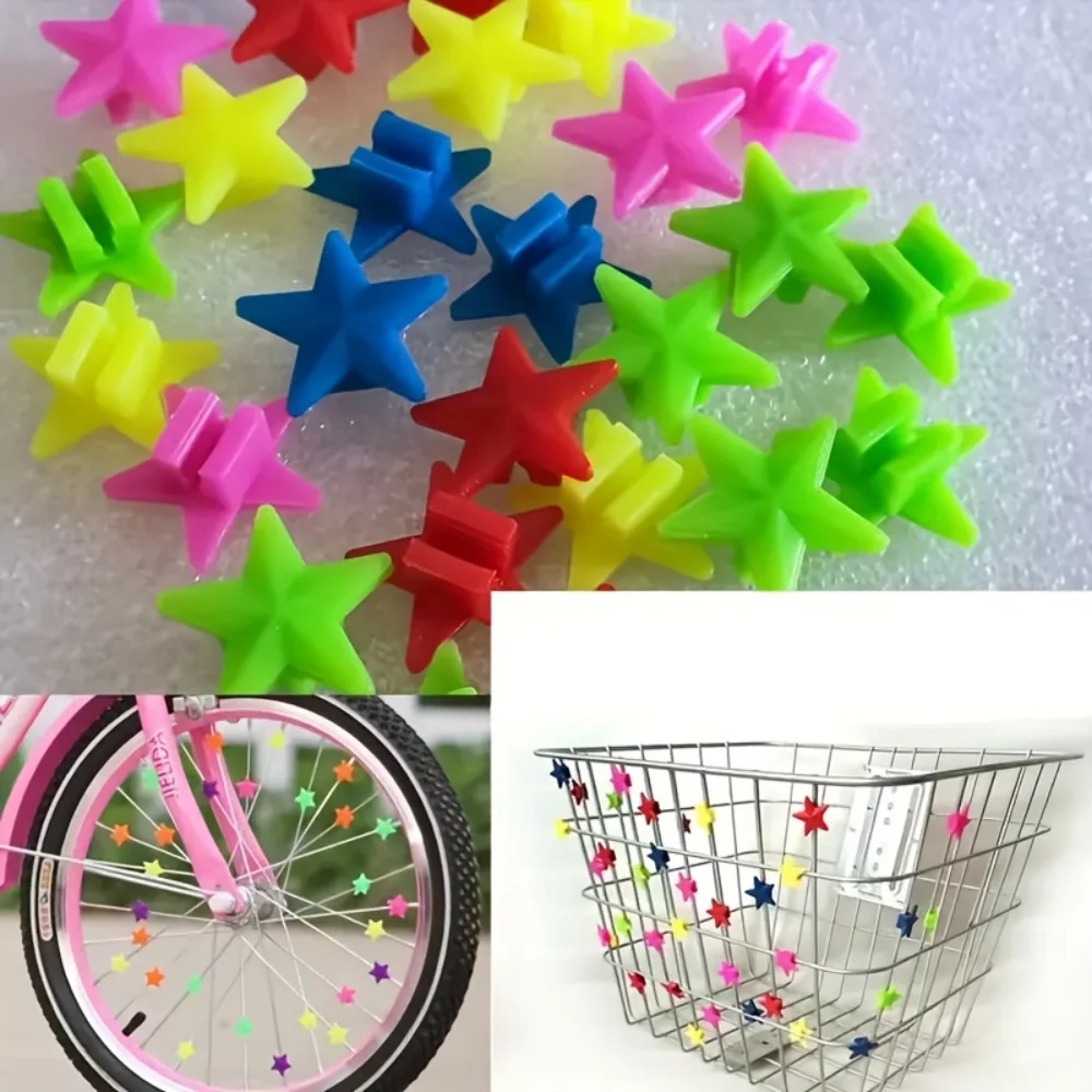 36PCS Kids Bike Wheel Decorations Clips Colorful Star Spoke Clips Children's Bicycle Decorate Accessories Cute Wheel Clips