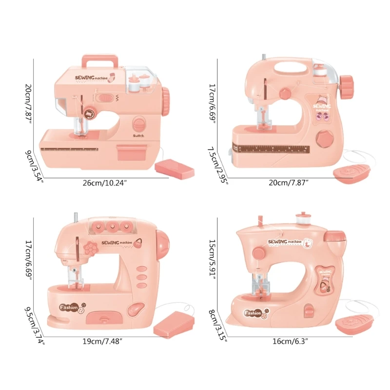 Máquina costura elétrica para iniciantes, portátil, pequena, alimentada por bateria, artesanato, brinquedo para crianças,