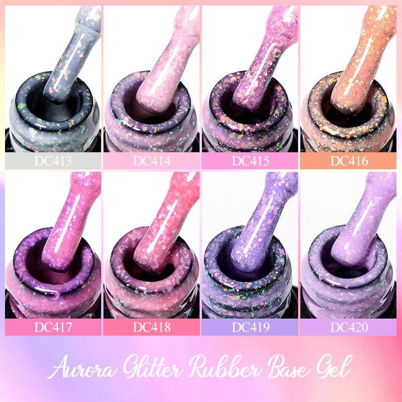 Mtssii 7ml Aurora Glitter ฐานยางเจลสีม่วงสีชมพูประกาย Chrome กึ่งถาวร Soak Off ยาวนาน UV LED เล็บ