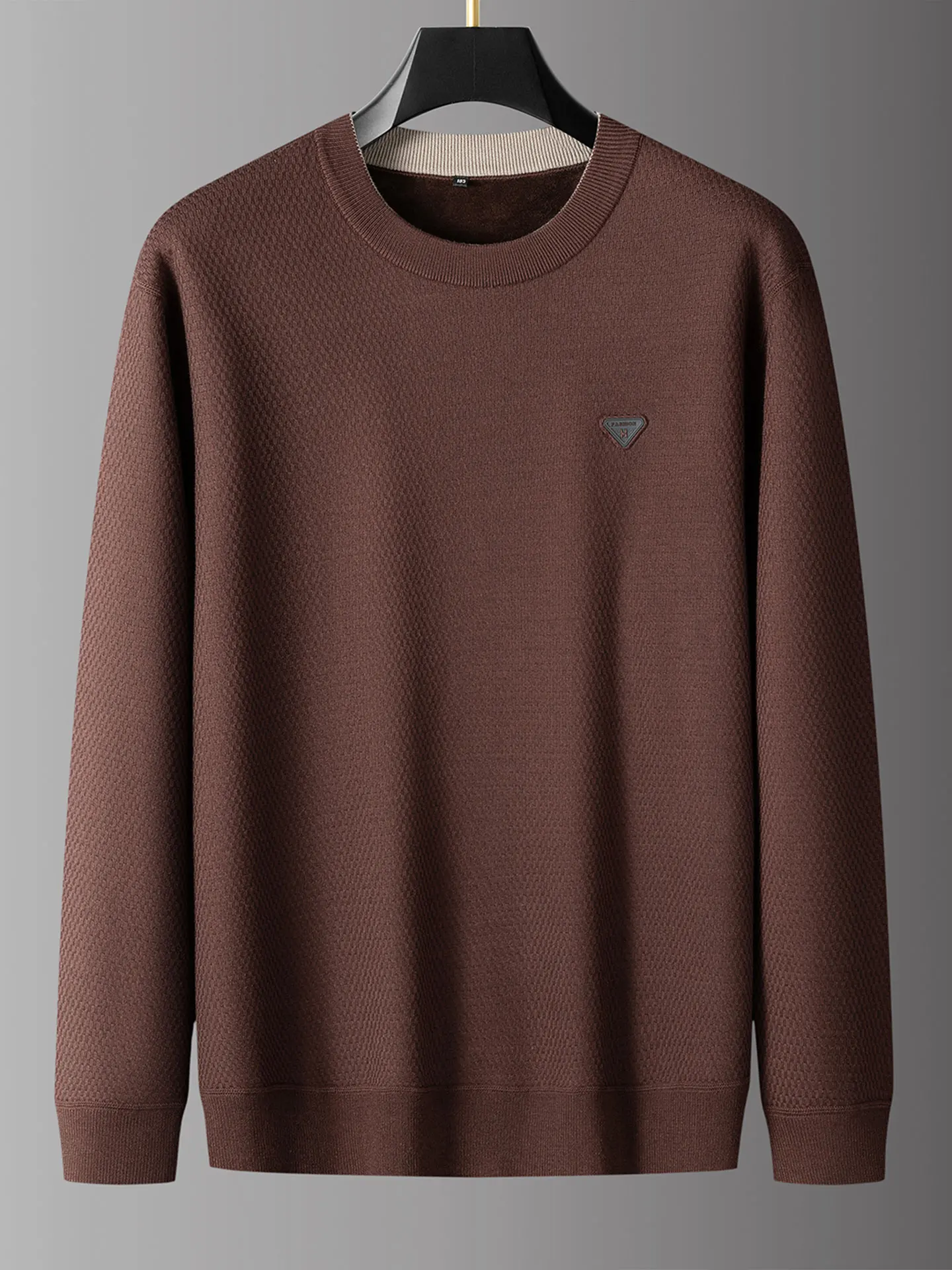 

Мужской шерстяной свитер больших размеров, зимний, круглый вырез, свободный крой, повседневный, на подкладке, теплый базовый слой, удобный, мягкий, вязаный