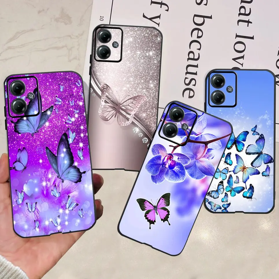 Per Motorola Moto G14 custodia Cute Cat Flower Butterfly Printing custodia morbida in Silicone TPU per MOTO G14 G 14 4G 2023 paraurti Etui