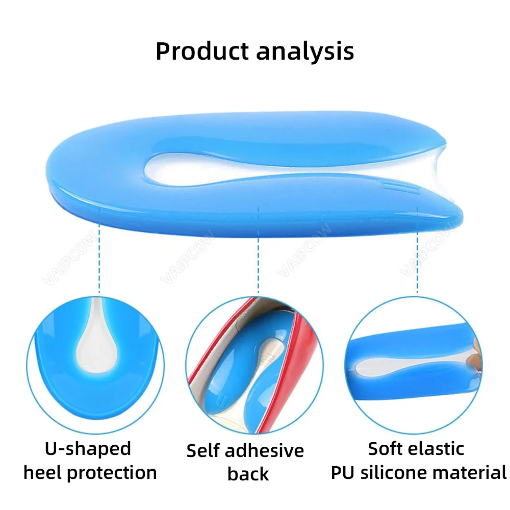 Silicone Gel Insoles Heel Cushion Soles Relieve Foot Pain Plantar Fasciitis Protectors Spur Support Shoe Pad Feet Care Inserts