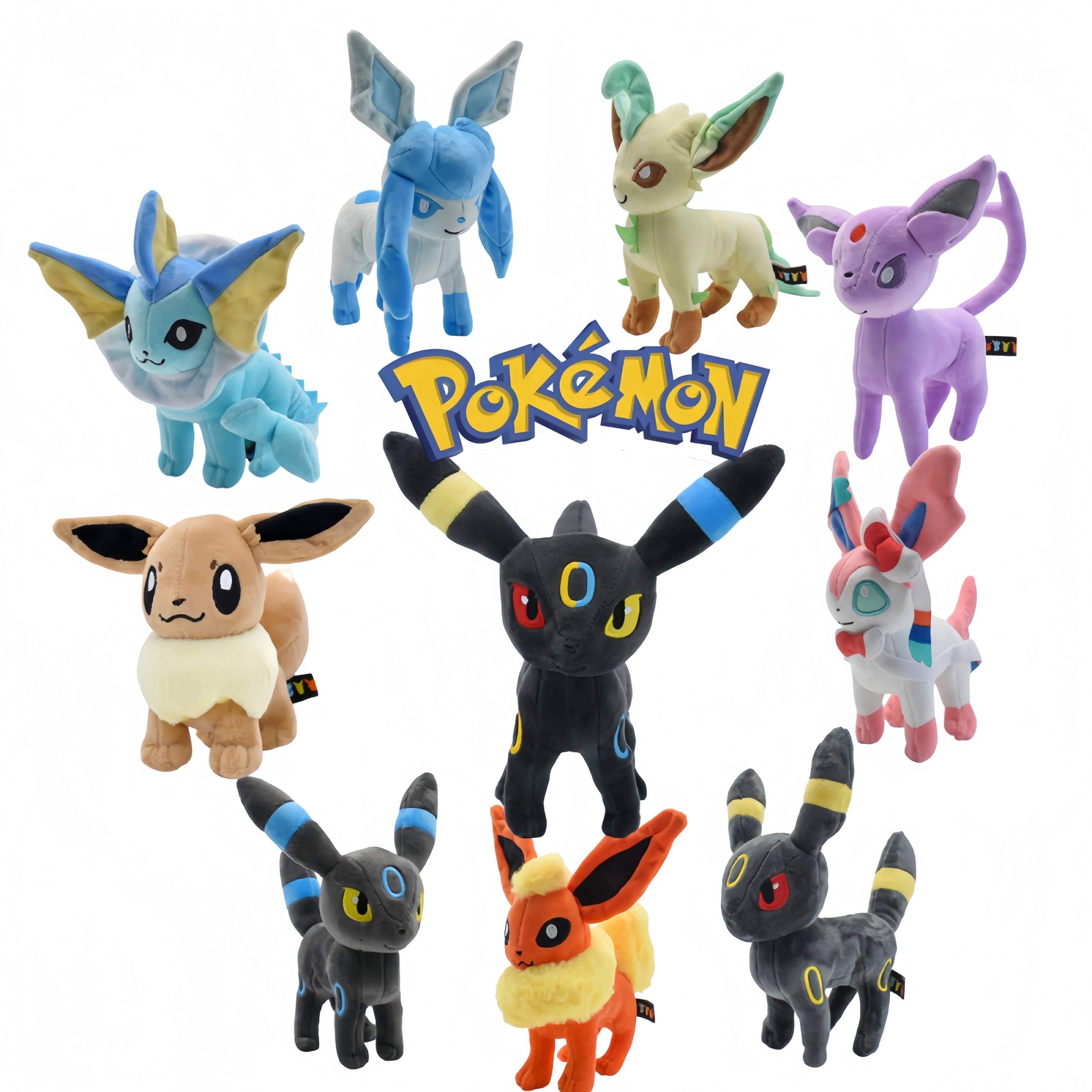 

Блестящие плюшевые игрушки Eevee Pokemon, набор плюшевых игрушек - Sylveon Umbreon Vaporeon Flareon Pikachu, мягкие куклы, изысканный детский рождественский подарок
