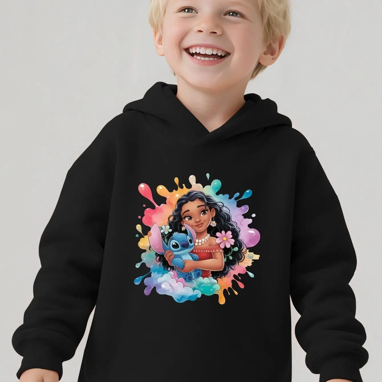 

Милая одежда Lilo Stitch's для девочек и мальчиков, спортивные пуловеры, повседневные зимние свитера с длинными рукавами и удобная детская одежда