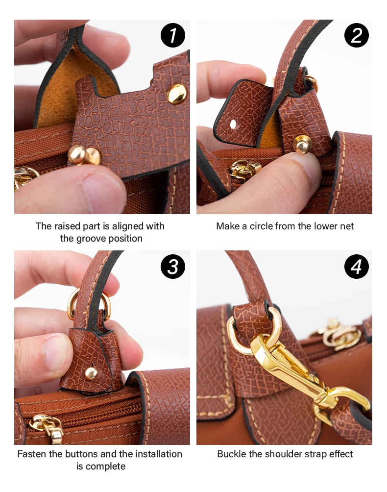 CRAZYSMITH Bag Transformation Bag Accessories for Longchamp Mini Bag Straps Punch-free Genuine Leather Shoulder Strap Crossbody