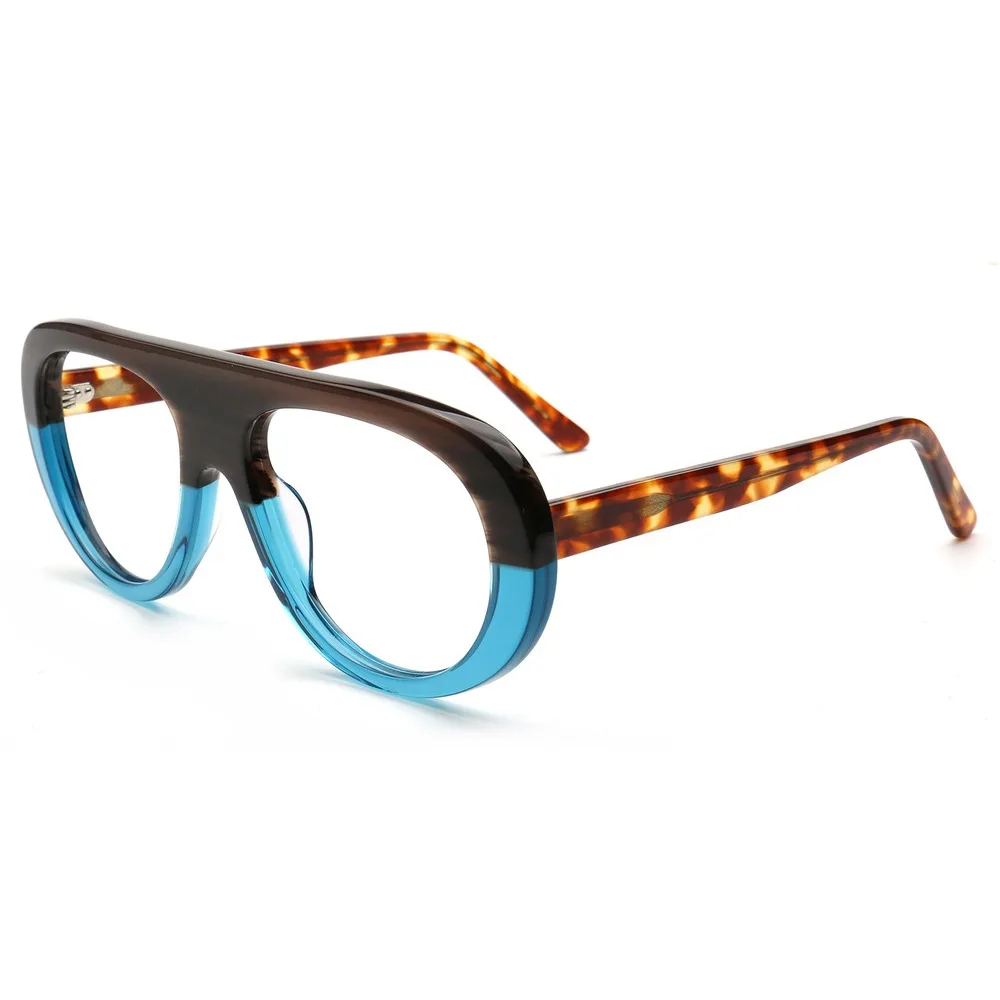 

2025 Flat Top Pilot Sunglasses Women for Men Luxury Brand Designer Handmade Acetate Punk Anti Blue Light Glasses Optical Frame