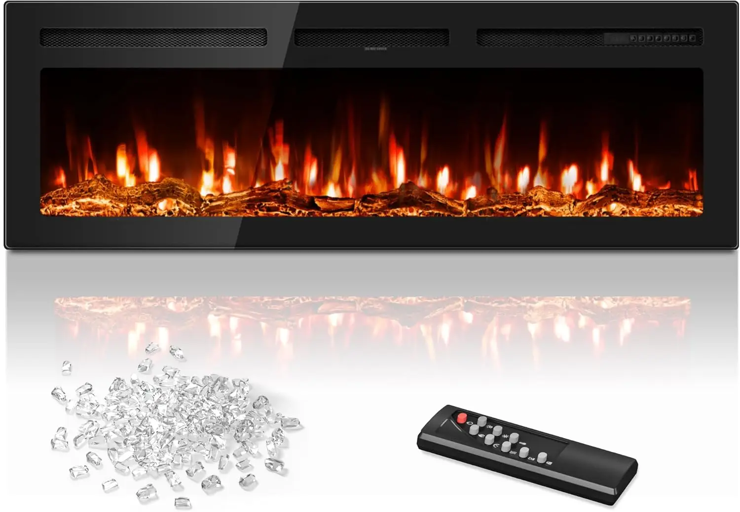 

60 inch Electric Fireplace in-Wall Recessed and Wall Mounted with Remote Control, 1500/750W Fireplace Heater