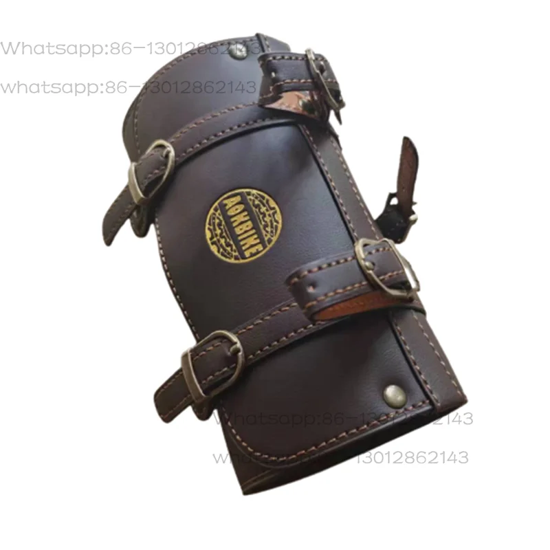 Vintage PU Leather Bicycle Bag, Retro Beach Cruiser Handlebar Bag, Top Tube Bag & Frame Tube Storage Pouch