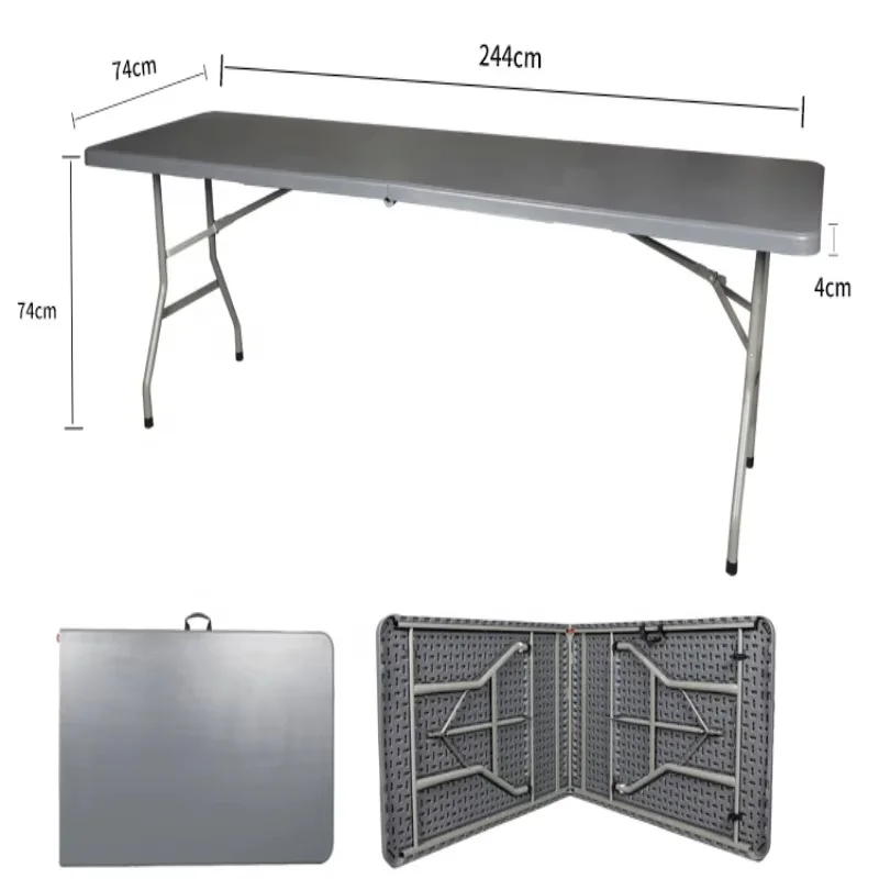 Grey Outdoor Rectangular Storage Table for Camping and Folding Plastic Tablepromote sales