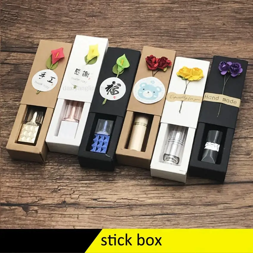 50pcs/lot 2.7x2.7x8.8cm 10ml  Multicolor Paper Drawer Style Packaing Boxes Lipstick Essential Oil Perfume glass Bottle gift box