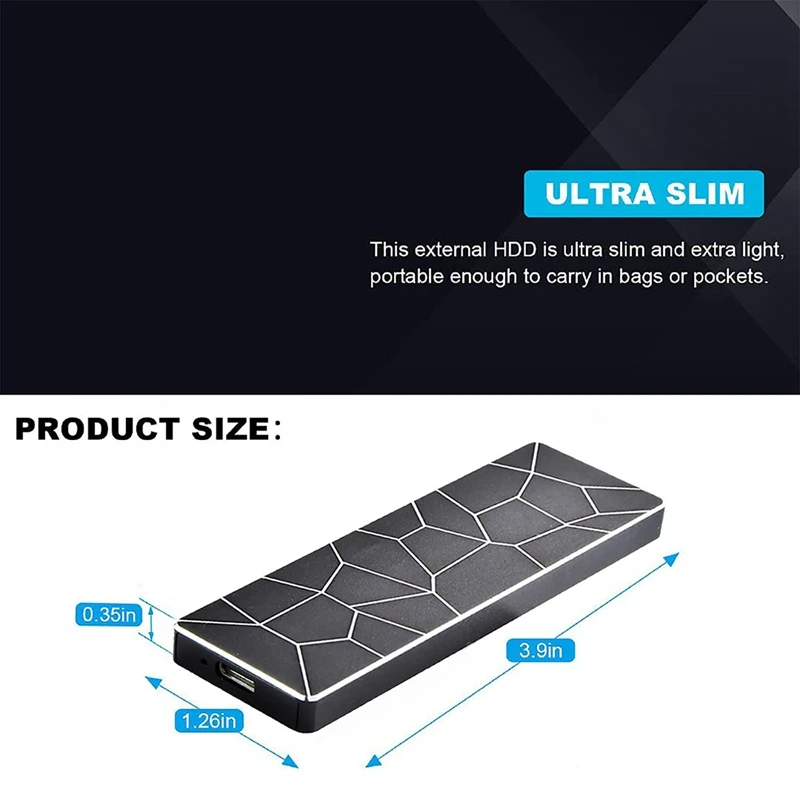 Портативный обновленный жесткий диск 64G, внешний жесткий диск, портативный накопитель, тонкий внешний твердотельный накопитель для ПК, ноутбука