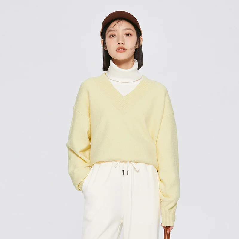 Semir Sweater Women Winter Turtleneck Oversize Soft Waxy 2023 New Solid Color Outer Wear Versatile Sweater