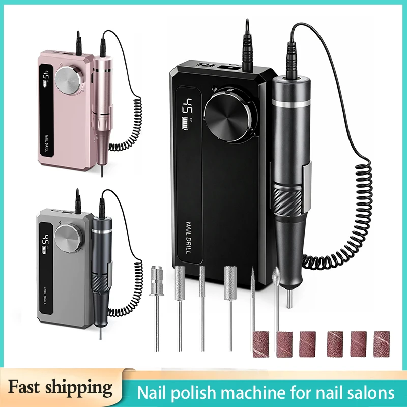 45000RPM 전문가용 전기 네일 드릴 저소음 네일 폴리싱 머신 고속 네일 파일 휴대용 네일 도구