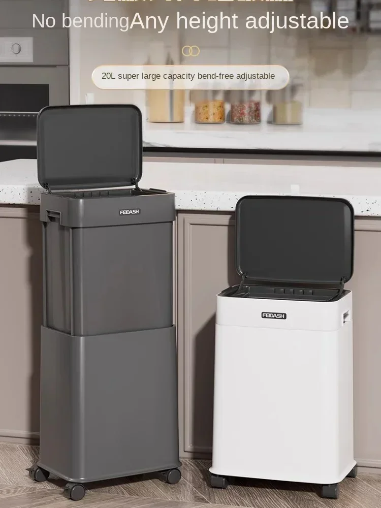 

Large Capacity Kitchen Removable Trash Can with Covered Wheels Luxury Creative Ornaments Home Decor Trash Can Trash Storage Box