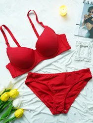 New Style Sexy Bras For Women Lingerie red Female Push Up Underwear Four season collection bra 2-piece set B6005