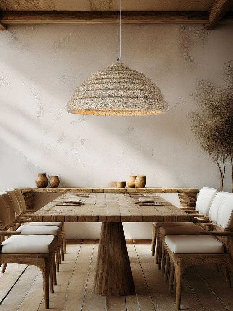 

Terraced Wabi Sabi Style Restaurant Japanese Nordic Creative Dining Table Cream Style Homestay Shop Commercial Resin Chandelier