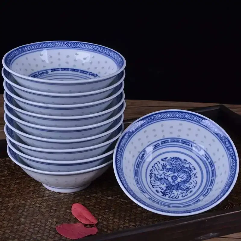 

6inch Ceramic Ramen Bowl Chinese Vintage Blue And White Porcelain Tableware Soup Rice Bowls Home Restaurant Kitchen Dinnerware