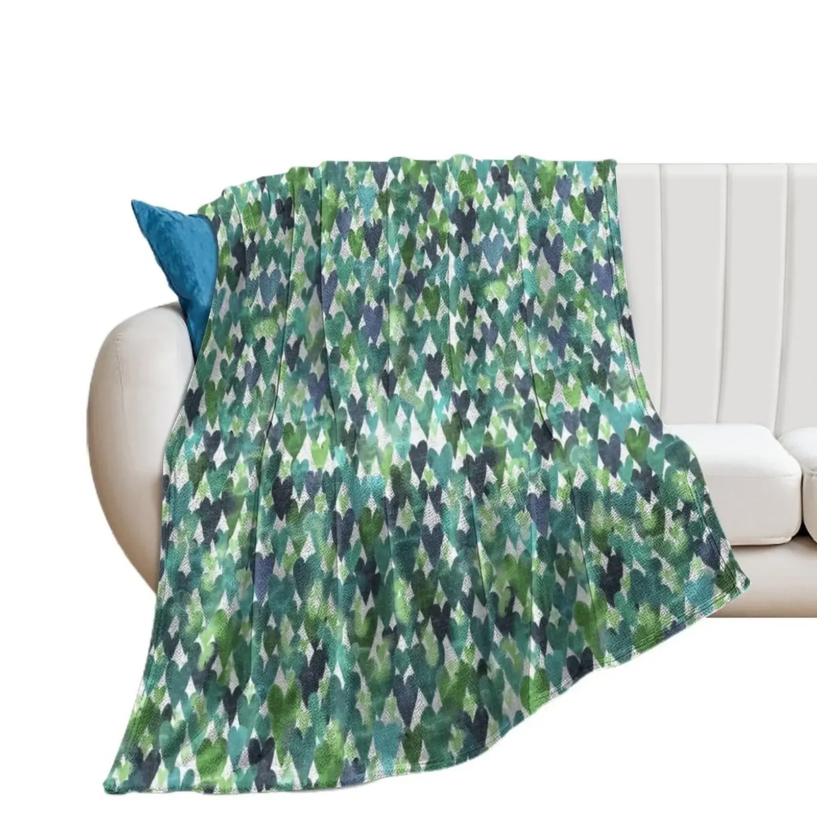 

Green at heart, 1000 watercolor hearts! Throw Blanket Single Thins Retros Sofa Quilt Blankets