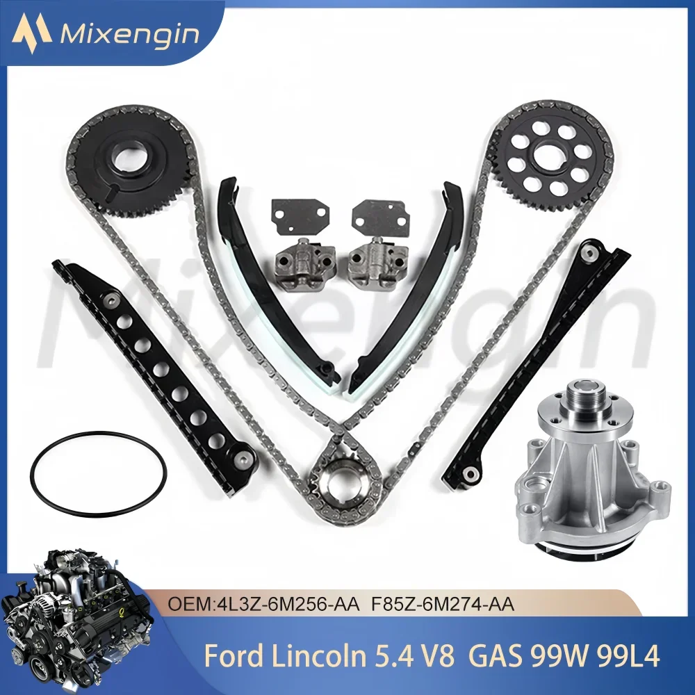 Engine Parts Timing Chain Kit W/Water Pump For 03-14 5.4L V8 99L4 Ford F-150 F-250 F-350 Lincoln Navigator MARK LT F85Z6M274AA