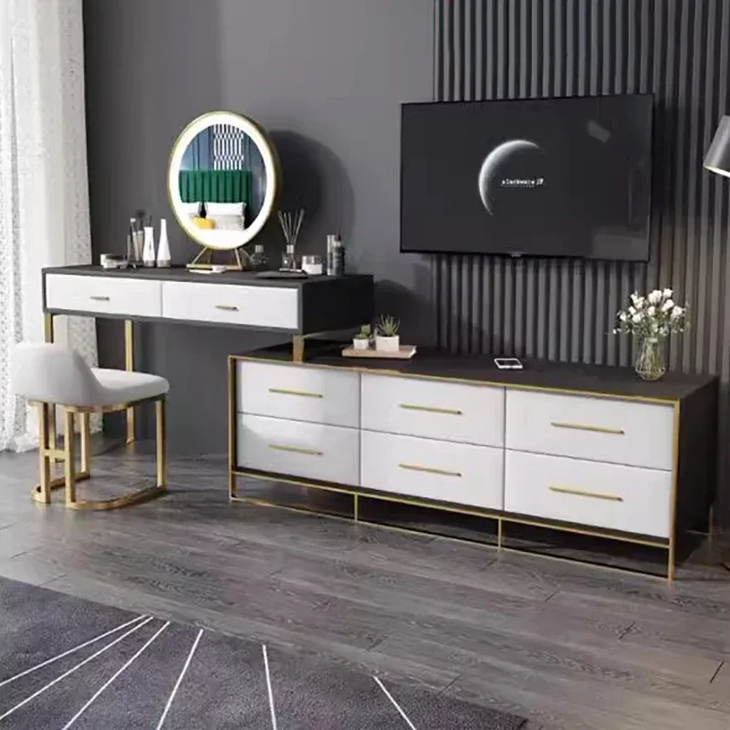 Woman Dressing Table Aesthetic Room Furniture Makeup Nail Salon Modern Living Bedroom Mesa Tocador Dresser Bedside Nightstand