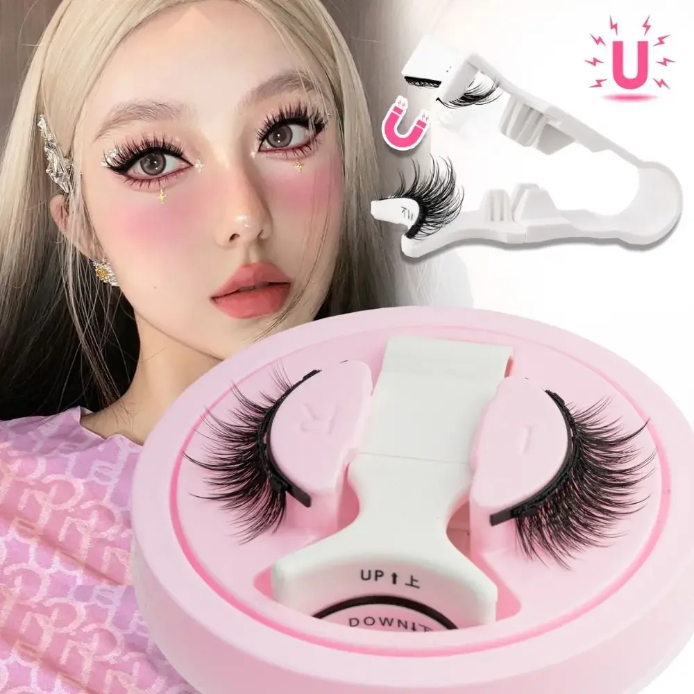 재사용 가능한 마그네틱 속눈썹 오래 지속되는 접착제 필요 없음 마그네틱 3D 밍크 속눈썹 핀셋 아이 메이크업이 포함된 날개 달린 인조 속눈썹