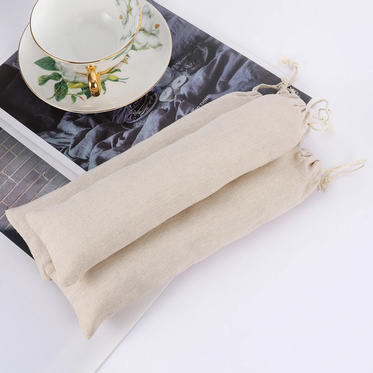 

Premium Cotton Linen Straw Storage Bag Drawstring Pouch for Reusable Cutlery Lightweight Foldable Travel Case for Straight