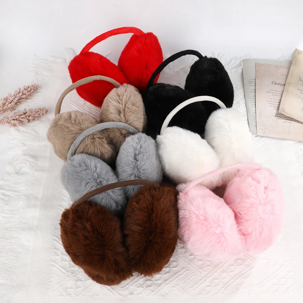 Solid Color Soft Plush Ear Warmer Winter Warm Lovely Glitter Cat Ear Earmuffs Outdoor Cold Protection Ear Muffs Folding Earflap