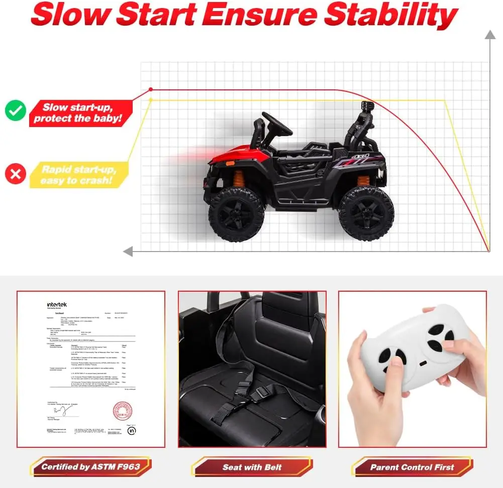 12V Kids Ride on Car with Parent Remote Control Electric Truck Toy w/Spring Suspension & LED Lights, 3 Speeds, MP3 Player