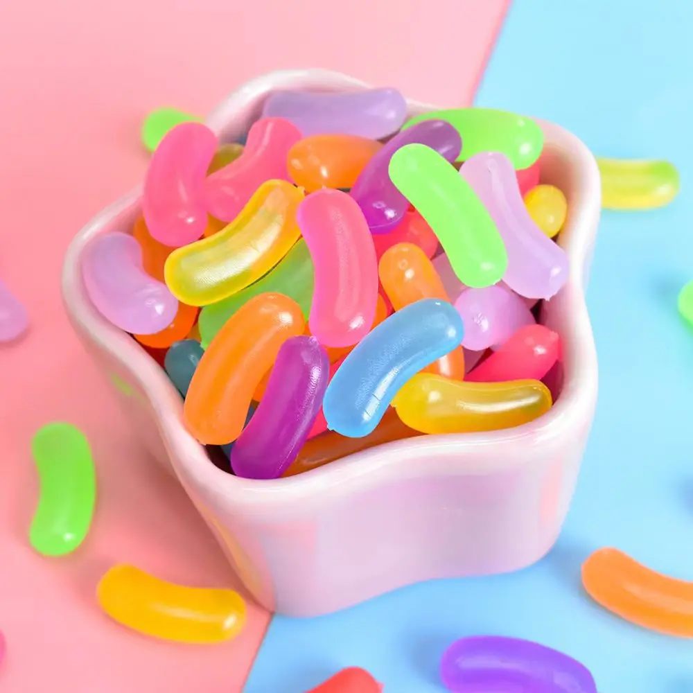 50 قطعة قوس قزح لينة هلام السكر الخرز مضحك DIY بها بنفسك اكسسوارات الديكور ديكور مصغرة الحرفية حديقة الجنية حلية