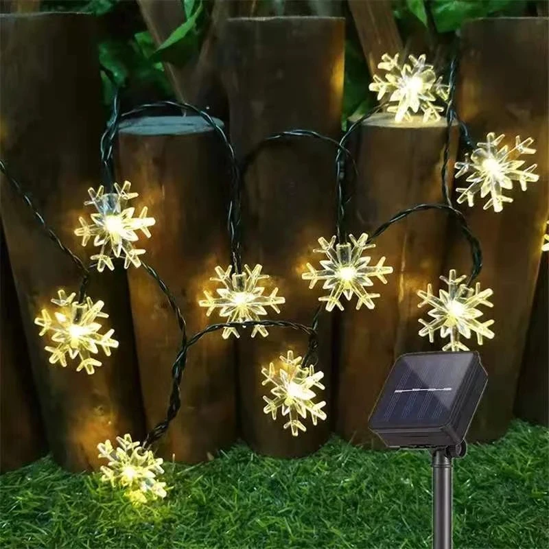 

Solar Snowflakes String Lights Outdoor Waterproof Garland Fairy Garden Lights for Wedding Party Christmas Decoration 20/30/50LED