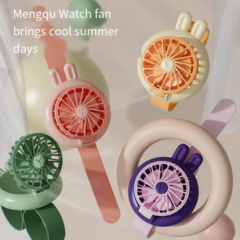 Wristband Fan 300Mah Kids Mini Wristband Multifunction Portable With Breathing Light Watch Model Fan, Durable Easy To Use Purple