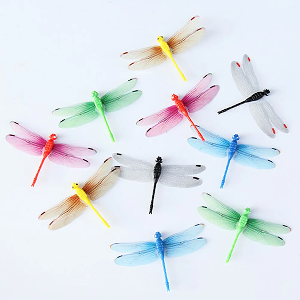 20Pcs Luminous Dragonflies Decor Glow in Dark Lifelike PVC Dragonfly Nighttime Home Room Outdoor Garden Decoration