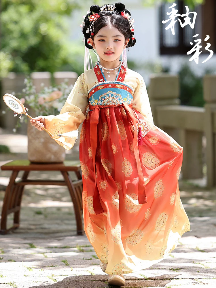 

Ele Hanfu Children's Dr Princ Sle Ancient Chinese Faion Girls Performance Costume High Quali Tang Dynas Cla...