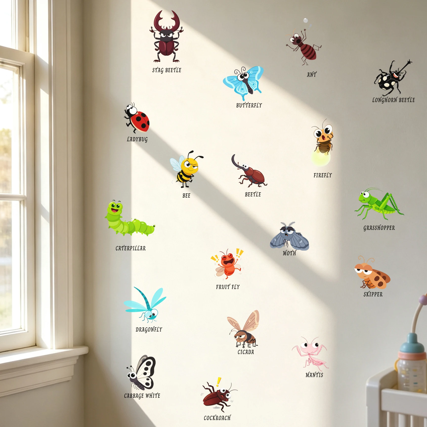 สติกเกอร์ติดผนังลายแมลงการ์ตูน - Kids Education Name บทวิจารณ์และราคา