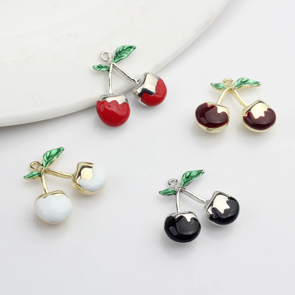 

Zinc Alloy Enamel Stereo Simulation Fruit Cherries Charms 6pcs/lot For DIY Fashion Jewelry Earrings Making Finding Accessories