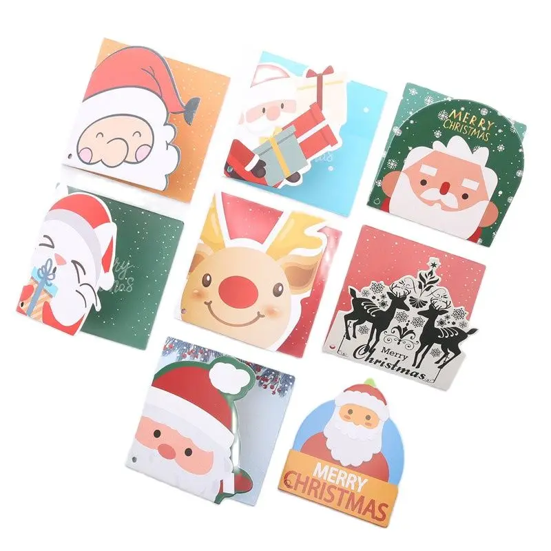 New 20Pcs/Set Cartoon Christmas Snowman Elk Santa Claus Greeting Cards Christmas and New Year Postcard Gift