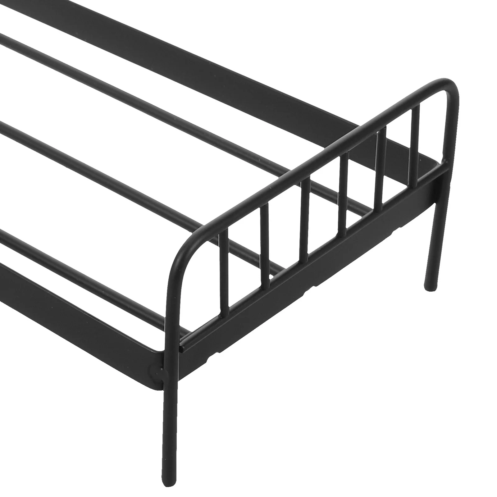 Letto per casa delle bambole in miniatura Culla in ferro Piccolo letto a castello per la decorazione della scena della scuola materna Mobili in metallo realistici per bambini Nero