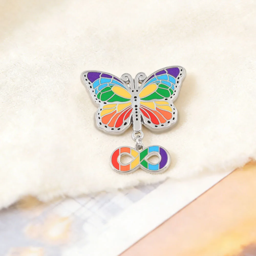 Autistic Pride Brooch ADHD Awareness Enamel Pin Rainbow Butterfly Infinity Symbol Badge Mental Health Neurodiversity Jewelry - view 4