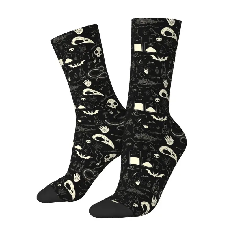 Witchcraft Pattern With Animal Skulls Socks for Women Men Stretch Summer Autumn Winter Halloween Spooky Witch Crew Socks