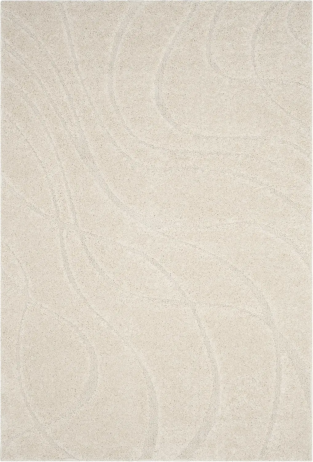 Safavieh Florida Shag Collection Area Rug - 5'3"" X 7'6"", Creme & Creme, Non-Shedding & Easy Care, 1.2-Inch Thick Ideal For