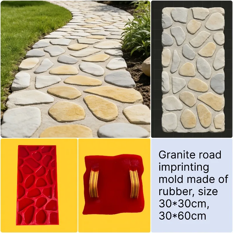 Concrete Imitation Pebble Floor Embossing Mold Handcrafted Garden Flooring Road Cultural Stone Wall Decoration Embossing Mold