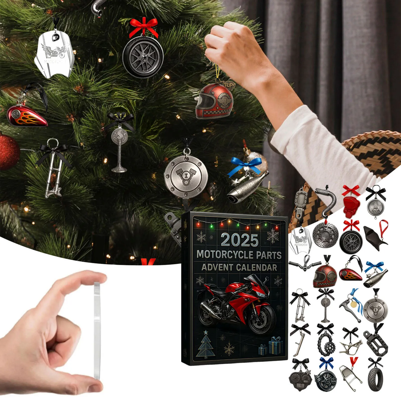 Prise de minuterie Cliquez pour voir le calendrier de l'Avent de la moto à vue complète 2025 ​ ​   Réveils de Noël pour enfants de 24 jours pour chambres avec minuterie